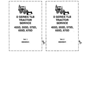 May include: Two black and white labels for a tractor service manual. Each label features an illustration of a tractor and the text "D SERIES TLB TRACTOR SERVICE" with model numbers. Includes instructions to cut and insert into a binder.