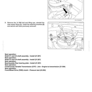 May include: Diagram of a four-wheel drive (4WD) system with electro-hydraulic control. The image shows detailed steps for maintenance, including removing a 14 MM bolt and reinstalling fittings and brackets. Text includes instructions and next operation steps.