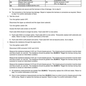 May include: Diagram of electrical system fault codes with a schematic legend. Includes instructions for testing circuits, measuring resistance, and troubleshooting. Text includes connector details and fault code information.