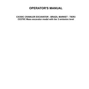 May include: A white document with the "CASE CONSTRUCTION" logo and the text "OPERATOR'S MANUAL". The document details the CX350C Crawler Excavator and CX370C Mass excavator model for the Brazil market.