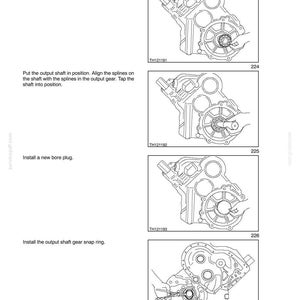 May include: A page from a manual with four sequential diagrams illustrating the installation of a powershift component. Each diagram shows a detailed view of the mechanical parts, with text instructions and part numbers.