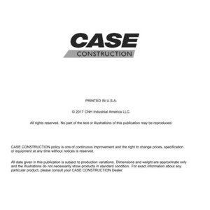May include: A white document with the "CASE CONSTRUCTION" logo in black and gray. The document includes text about technical publications and tools, copyright information, and a disclaimer about product variations.