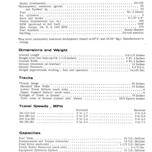 K&ouml;nnte beinhalten: Detailliertes Datenblatt f&uuml;r einen Raupenmotor, einschlie&szlig;lich Modell, Leistung, Kraftstoff, Zylinder, Bohrung, Hubraum, Drehzahl, Drehmoment und Abmessungen. Ma&szlig;e in Zoll, Fu&szlig; und Pfund.