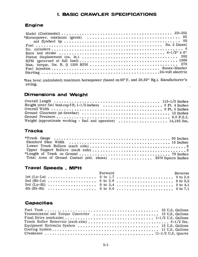 K&ouml;nnte beinhalten: Detailliertes Datenblatt f&uuml;r einen Raupenmotor, einschlie&szlig;lich Modell, Leistung, Kraftstoff, Zylinder, Bohrung, Hubraum, Drehzahl, Drehmoment und Abmessungen. Ma&szlig;e in Zoll, Fu&szlig; und Pfund.