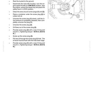 May include: A technical manual page titled 7-MAINTENANCE Gearbox oil, featuring a black and white line drawing of a machine component with two screw plugs labelled 1 and 2, accompanied by detailed instructions for changing the gearbox oil.