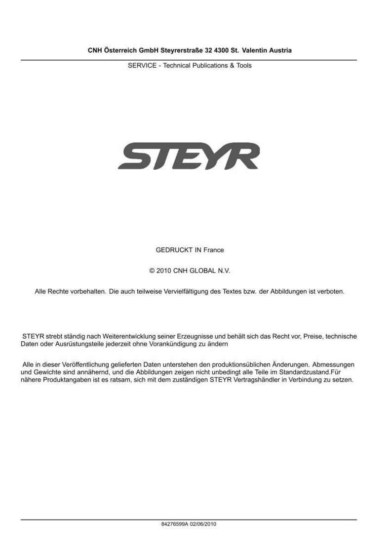 Steyr 4110, 4120, 4130, 6115, 6125, 6140 Profi & Profi Classic Traktor Wartungshandbuch Reparatur Werkstatthandbuch | PDF-Download image 8