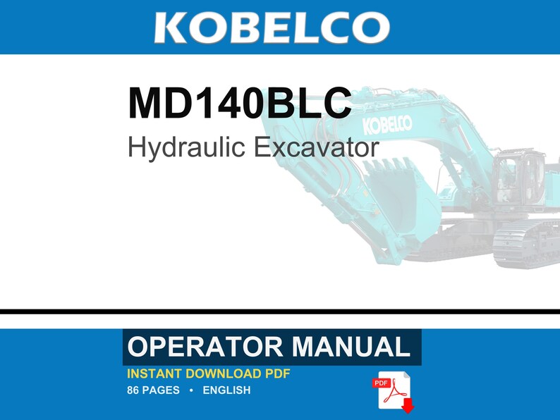 Kobelco MD140BLC Hydraulic Excavator Operator Owners Operation Manual | Instant PDF Download imagem 1