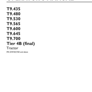 New Holland T9.435, T9.480, T9.530, T9.565, T9.600, T9.645, T9.700 Tier 4B (final) Tractor Operator Owners Operation Manual | Pdf Download image 3