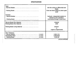 Op de afbeelding: Technisch diagram getiteld "SECTION 6 - REMMEN (Remmen)" met specificaties voor bedrijfs- en parkeerremmen. Bevat schijfdikte metingen in mm en materiaaldetails.