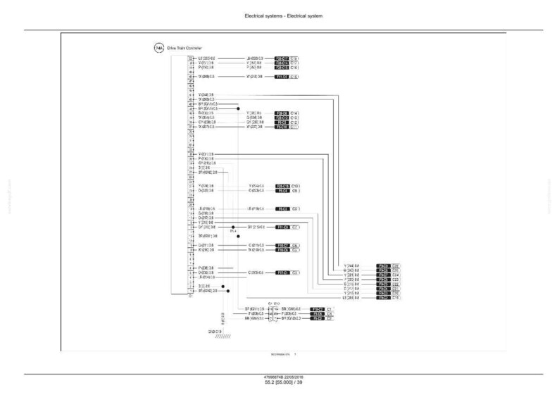 Puede incluir: Un diagrama detallado del sistema el&eacute;ctrico con etiquetas de texto y l&iacute;neas de conexi&oacute;n. El diagrama es principalmente en blanco y negro, con texto que indica los componentes y las conexiones del sistema. La parte superior del diagrama dice "Sistemas el&eacute;ctricos - Sistema el&eacute;ctrico."