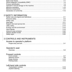 Peut inclure: Une page blanche intitul&eacute;e &laquo;&nbsp;Sommaire&nbsp;&raquo; d'un manuel, avec du texte noir &eacute;num&eacute;rant des sections telles que &laquo;&nbsp;Informations g&eacute;n&eacute;rales&nbsp;&raquo;, &laquo;&nbsp;Informations de s&eacute;curit&eacute;&nbsp;&raquo; et &laquo;&nbsp;Commandes et instruments&nbsp;&raquo;. Les num&eacute;ros de page sont &agrave; droite.