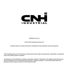 May include: A white document with the black CNH Industrial logo and text. The document includes the address of CNH Industrial America in New Holland, Pennsylvania, and copyright information.