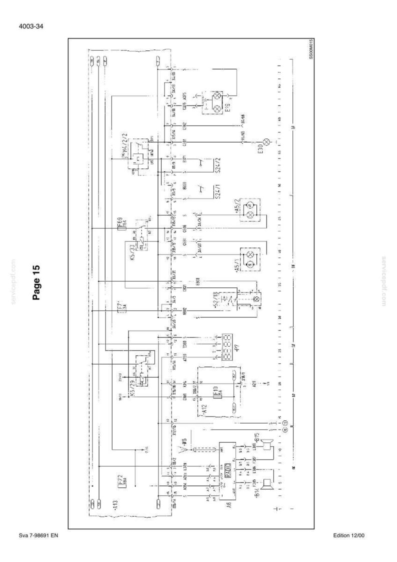 Puede incluir: Un diagrama esquem&aacute;tico detallado con s&iacute;mbolos el&eacute;ctricos y etiquetas de componentes. El diagrama incluye texto como "P&aacute;gina 15" y "Edici&oacute;n 12/00". La imagen es un dibujo t&eacute;cnico, probablemente para fines de ingenier&iacute;a o reparaci&oacute;n.