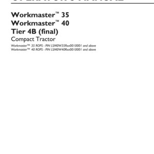 Pu&ograve; includere: Un manuale dell'operatore per trattori compatti New Holland Workmaster 35 e 40 Tier 4B. La copertina bianca presenta testo nero che include il titolo, i numeri di modello, gli intervalli PIN, il codice 51485746, la data luglio 2018 e il logo.
