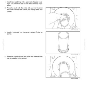 Puede incluir: Diagrama del proceso de montaje de una bomba. La imagen muestra instrucciones paso a paso para el montaje de una bomba de engranajes de una sola secci&oacute;n, incluida la instalaci&oacute;n de sellos y anillos. El texto incluye instrucciones y n&uacute;meros de pieza.