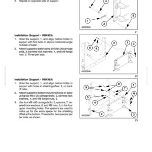 May include: Diagram of a mechanical assembly with numbered components, including bolts, washers, and nuts. The diagram is labeled with instructions for installation and assembly, with the text "SECTION 90 - SHIELDING - CHAPTER 2".