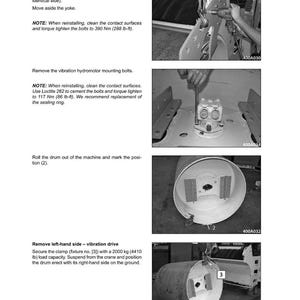 May include: A grayscale technical manual page titled "SECTION 44 - AXLES AND WHEELS - CHAPTER 15." The page includes instructions and images detailing machinery disassembly and reassembly, with torque specifications in pound-feet.