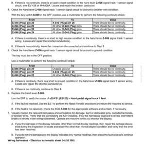 May include: A technical document with tables and text detailing electrical system fault codes. The document includes instructions for troubleshooting and repairing wiring harnesses, with specific steps for continuity checks and fault resolution. The document is dated June 23, 2017.