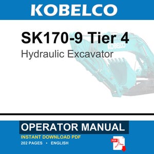 Kobelco SK170-9 Tier 4 Hydraulic Excavator Operator Owners Operation Manual | Instant PDF Download image 1
