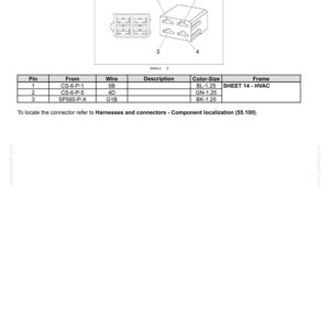 May include: Diagram of a CN-46 HEATER (Female) connector, with a table detailing pin connections, wire specifications, and color-size information. The diagram includes a 3D illustration of the connector and its pin layout.