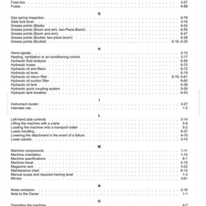 May include: A detailed page from a service manual, featuring a table of contents with various mechanical and operational topics. The text is black on a white background, with headings and page numbers.
