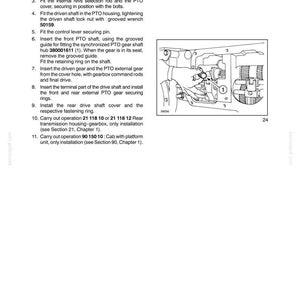 May include: A page from a manual with the title "SECTION 31 - MECHANICAL POWER TAKE-OFF - CHAPTER 1". The page includes numbered instructions and a diagram of mechanical components. The diagram shows a detailed illustration of parts.