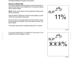 Puede incluir: Una p&aacute;gina de un manual de instrumentaci&oacute;n que muestra dos ejemplos de una lectura de "Slip". El primero muestra "SLIP" y "11%" con un s&iacute;mbolo de flecha. El segundo muestra "SLIP" y "ЖЖЖ%" con un s&iacute;mbolo de flecha.