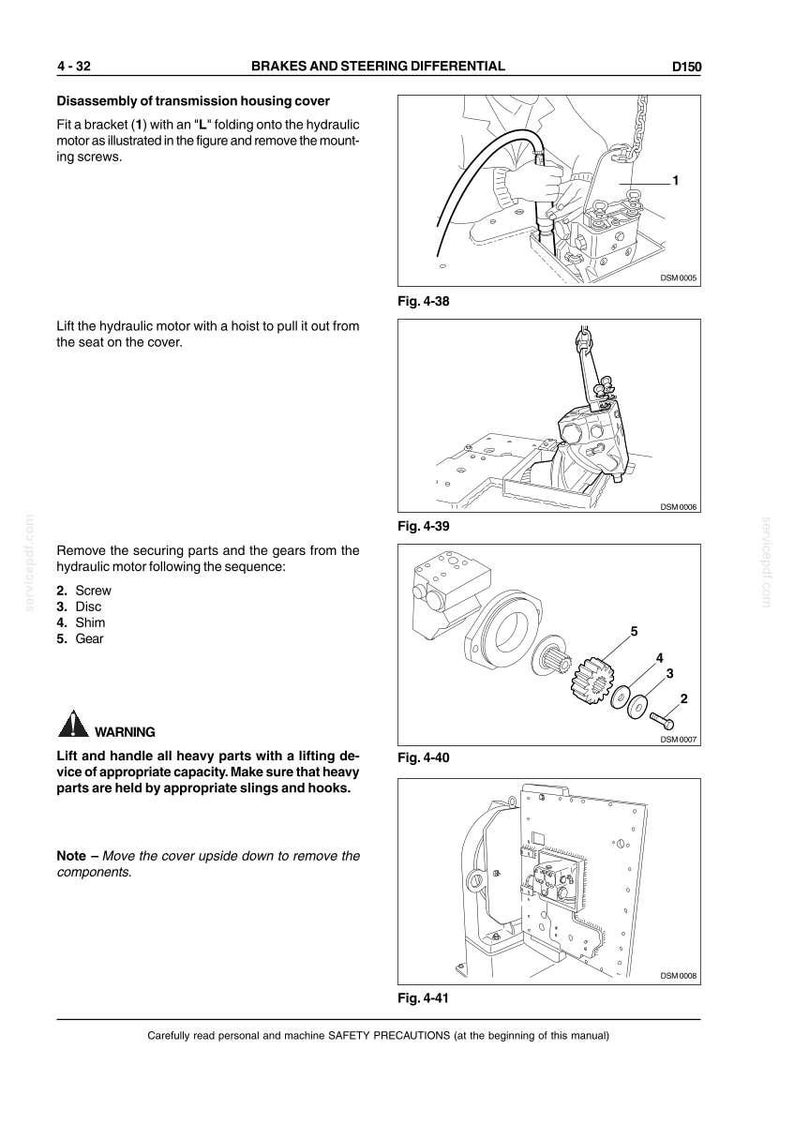 May include: Diagram from a manual showing the disassembly of a transmission housing cover. The image includes illustrations of the process, with labels and arrows pointing to specific parts. The text provides instructions for removing components.