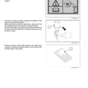 K&ouml;nnte beinhalten: Diagramm eines Drehlichtsystems mit Abbildungen der Leuchte, ihres Schalters und Warnsymbolen. Enth&auml;lt Text &uuml;ber die Funktion und den Betrieb der Leuchte.