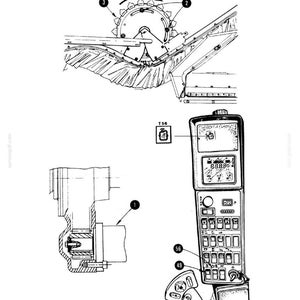 May include: An engineering diagram with the text "SECTION 60 - PRODUCT FEEDING - CHAPTER 1". The diagram shows a product feeding mechanism with a rotating toothed wheel, a control panel with buttons and a display, and other mechanical components.