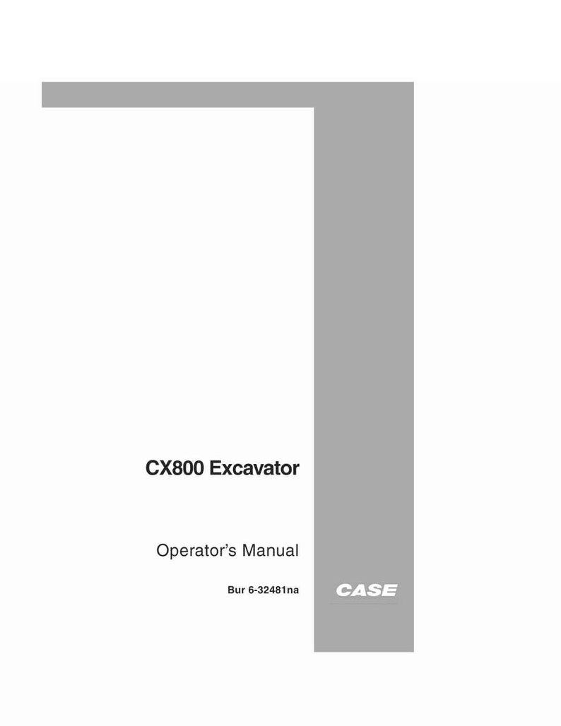 May include: A white manual titled "CX800 Excavator Operator's Manual" with the Case logo. The manual has a gray border on the right and top. The text "Bur 6-32481na" is also visible.