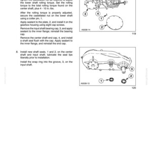 May include: A technical manual page titled SECTION 31 - IMPLEMENT POWER TAKE OFF (PTO) - CHAPTER 3, featuring two black and white line drawings of a gearbox assembly with numbered components and instructional text for maintenance and installation.