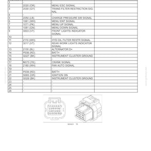 May include: Diagram of a connector labeled "CONNECTOR X-059 - CLUSTER" with a table listing pin numbers, wire numbers, and circuit references. Includes a schematic frame and two illustrations of the connector.