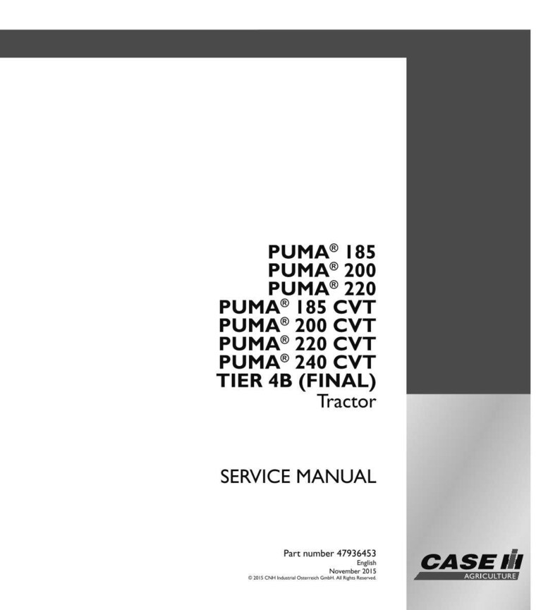 May include: A white service manual with the text "PUMA 185, 200, 220, 185 CVT, 200 CVT, 220 CVT, 240 CVT" and "Tractor". The manual also includes the text "SERVICE MANUAL" and the Case IH Agriculture logo.