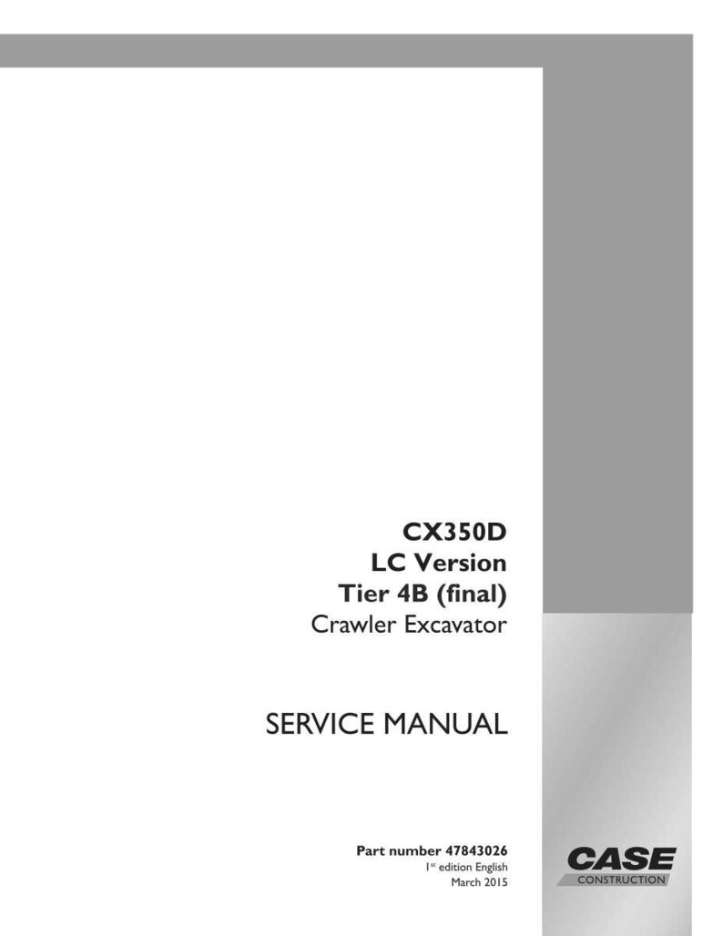May include: A white service manual with gray accents. The cover features the text "CX350D LC Version Tier 4B (final) Crawler Excavator SERVICE MANUAL". The Case Construction logo is in the bottom right corner.