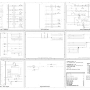 May include: A detailed electrical schematic for a compact tractor, featuring multiple diagrams of wiring and component layouts. The diagrams are in black and white, with labels and notations.
