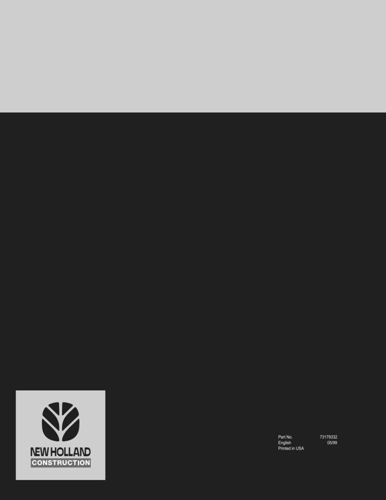 May include: A graphic with the New Holland Construction logo, a stylized leaf design, on a light gray background. The text "NEW HOLLAND CONSTRUCTION" is below the logo. The background is black and gray.