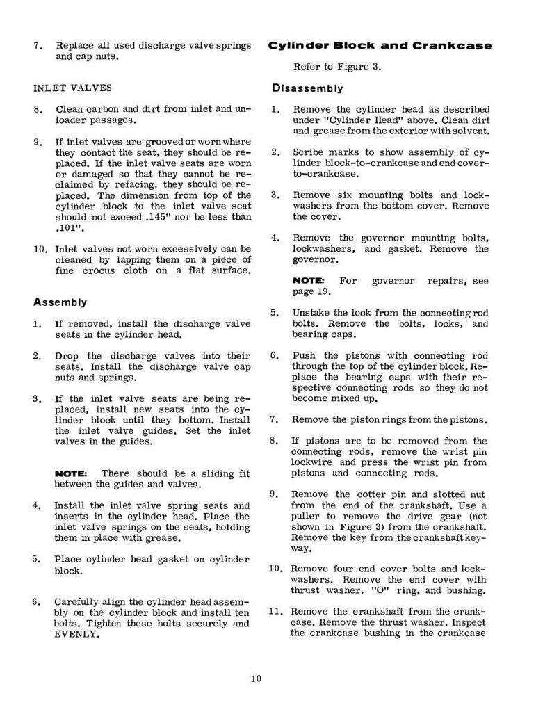K&ouml;nnte beinhalten: Eine Seite aus einem Handbuch mit dem Titel "Zylinderblock und Kurbelgeh&auml;use" mit Anweisungen zur Demontage und Montage. Der Text enth&auml;lt Schritte f&uuml;r Einlassventile, Ausbau des Reglers und Ausbau des Kolbens. Die Seite ist in schwarzer Schrift auf wei&szlig;em Papier gedruckt.