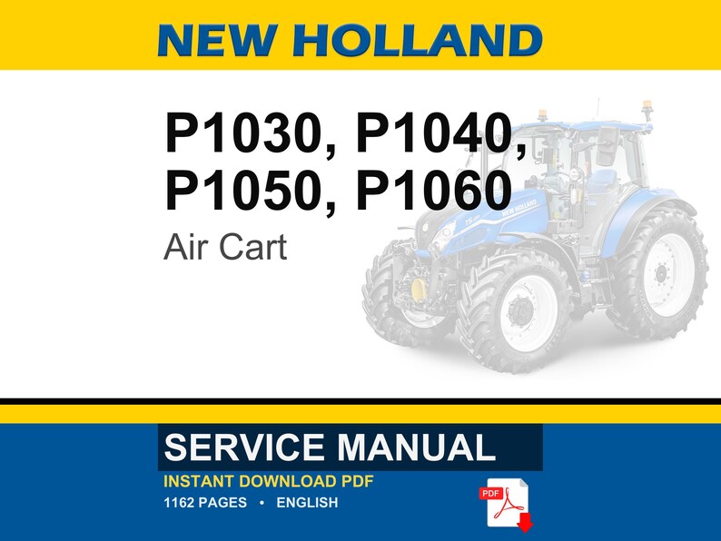 Manual de servicio y reparación para carros neumáticos New Holland P1030, P1040, P1050 y P1060 / Descarga instantánea en PDF imagen 1