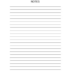 Może przedstawiać: Biała strona z poziomymi czarnymi liniami do pisania notatek. Słowo "NOTES" jest wydrukowane na czarno u g&oacute;ry. Strona pochodzi z "SEKCJI 84 - BACKHOE - ROZDZIAŁ 1". Data "05/2003" jest wydrukowana na dole.