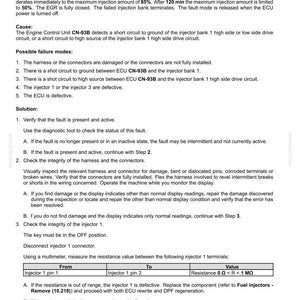 Puede incluir: Documento sobre c&oacute;digos de falla del sistema el&eacute;ctrico, con el c&oacute;digo 2797-6 relacionado con cortocircuitos en el inyector. Incluye contexto, causas, posibles fallos y soluciones para la resoluci&oacute;n de problemas.