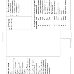 May include: A technical document titled 4003-49 containing tables for electrical equipment, ground points, and wire color codes. It lists components like Anh&auml;ngersteckdose, Bordcomputer, and various electrical connections with German text labels.