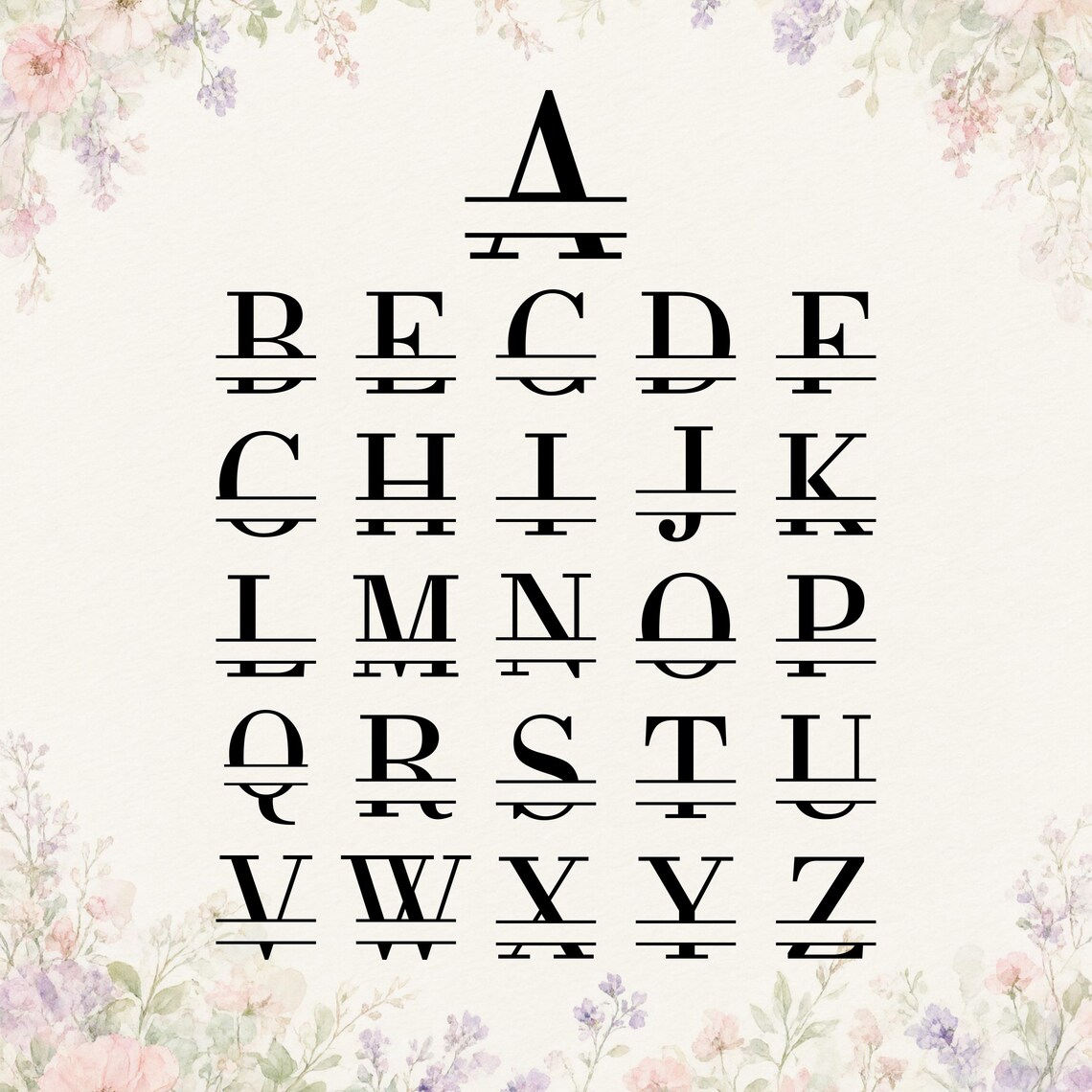 Split Monogram SVG Bundle, Split Letter Font A-Z, Monogram Alphabets ...