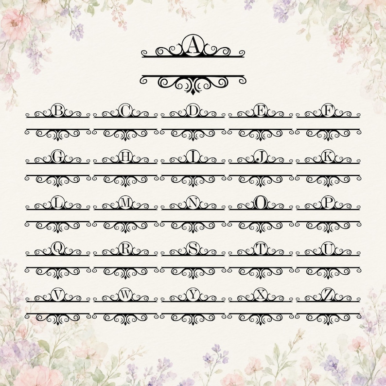Split Monogram SVG Bundle, Split Letter Font A-Z, Monogram Alphabets ...
