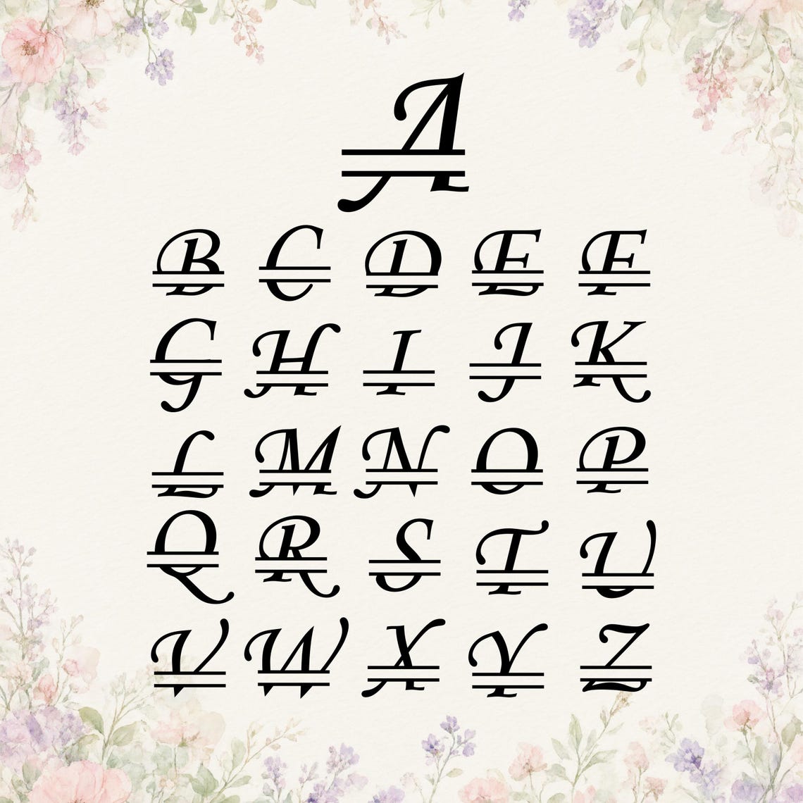 Split Monogram SVG Bundle, Split Letter Font A-Z, Monogram Alphabets ...