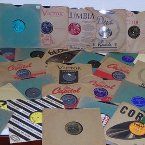 Lot of (12) 78 RPM 10&quot; Records in sleeves random 20&#39;s-60s Jazz Big Band Pop 1940&#39;s Records