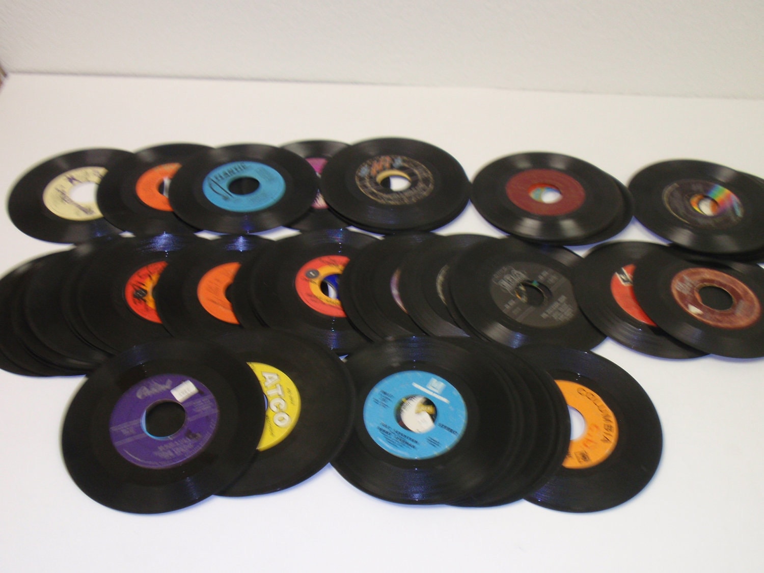 Used 7" 45 RPM Records For Crafting, Crafting LOT of (10) vinyl jukebox records