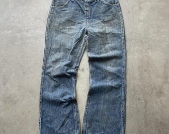 Vintage 50er Jahre Big Yank Denim Jeans: Union Made USA Bootcut 36x29 (Reparaturen)