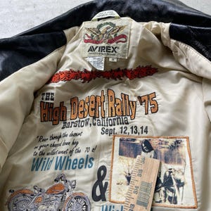 Vintage 90s Avirex Leather Jacket Biker D Pocket Desert Rally Black Jacks Size M image 4