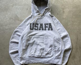 Vintage Hoodie USAFA 90s Reverse Weave Style Sweatshirt Made USA Size XL